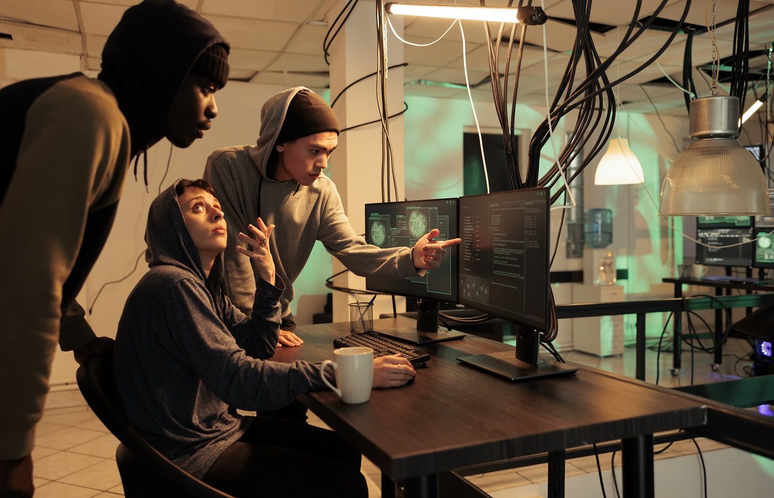internet technology security specialists team fixing computer system cyberattack